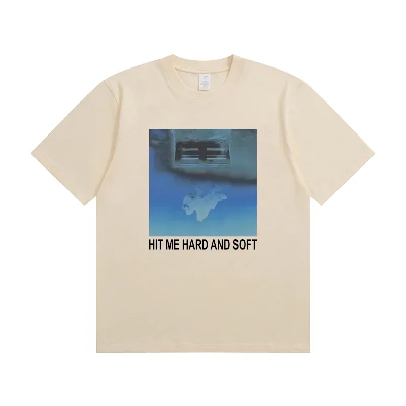 2026 Y2K Street Style T‑Shirt Men Vintage Retro Blue Landscape Square Poster Graphic Print Short Sleeve Daily Cotton Tops