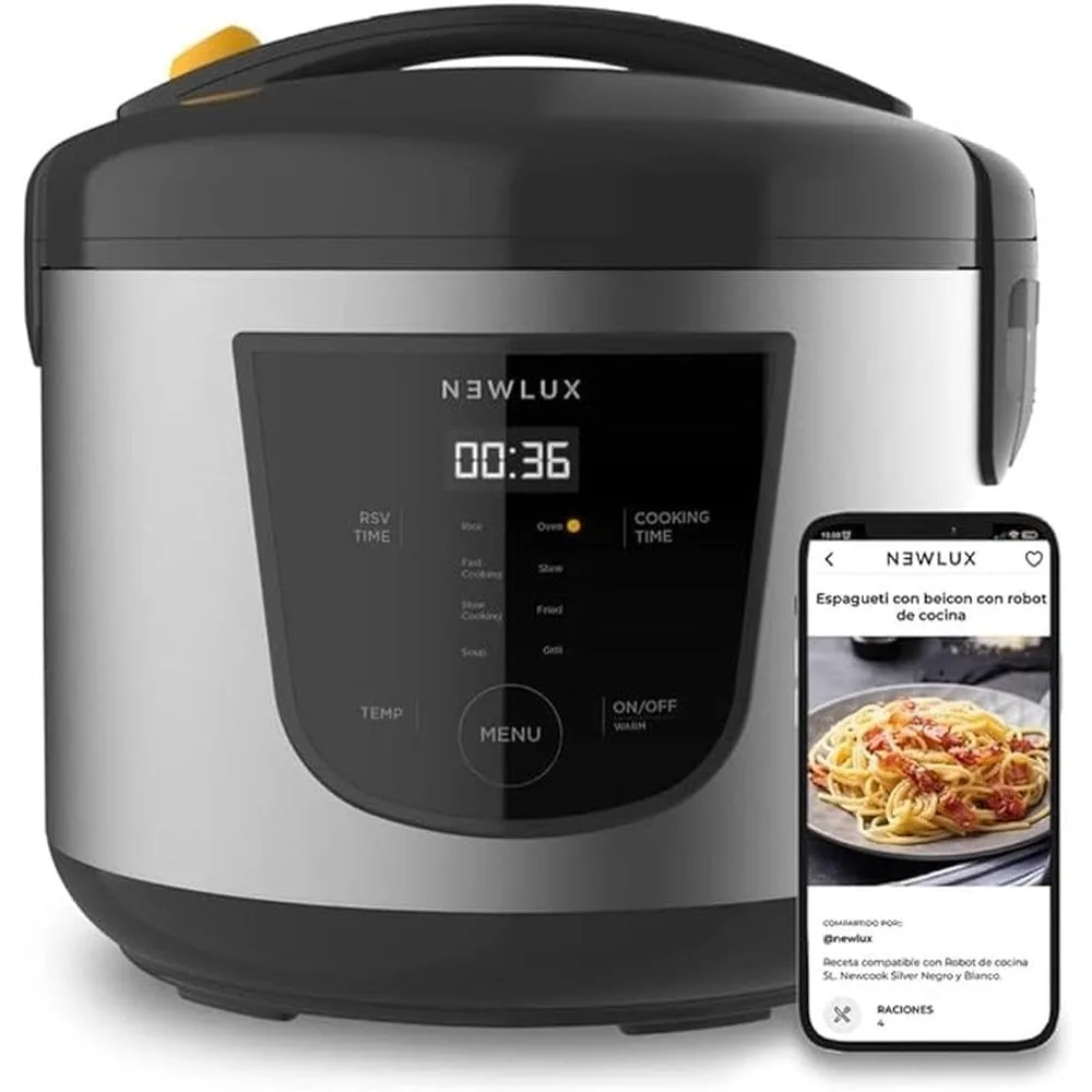Cocina Multifunción 5L Mod.Newcook con Cubeta Antiadherente, Programable 24H, 9 Funciones y 8 Menús automáticos. Mantiene