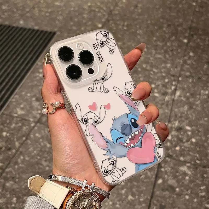 Funda de teléfono de punto de amor de dibujos animados de Disney para iPhone 16 14 13 Pro Max 11 12 Pro XS XR 7 8 PLUS TPU a prueba de golpes y anticaídas