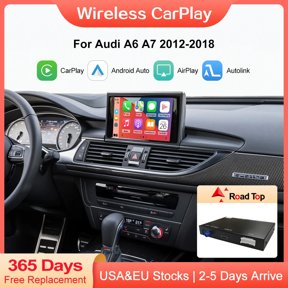 Wireless CarPlay Android Auto Decoder for Audi A6 A7 2012-2018 with Mirror Link AirPlay Car Play USB HDMI Rear Camera BT