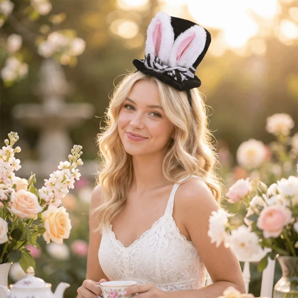

Cute Bunny Cap Hair Hoop Fluffy Soft Plush Ears Headband Animal Design Hair Accessories Cosplay Hat Headwear Halloween Party