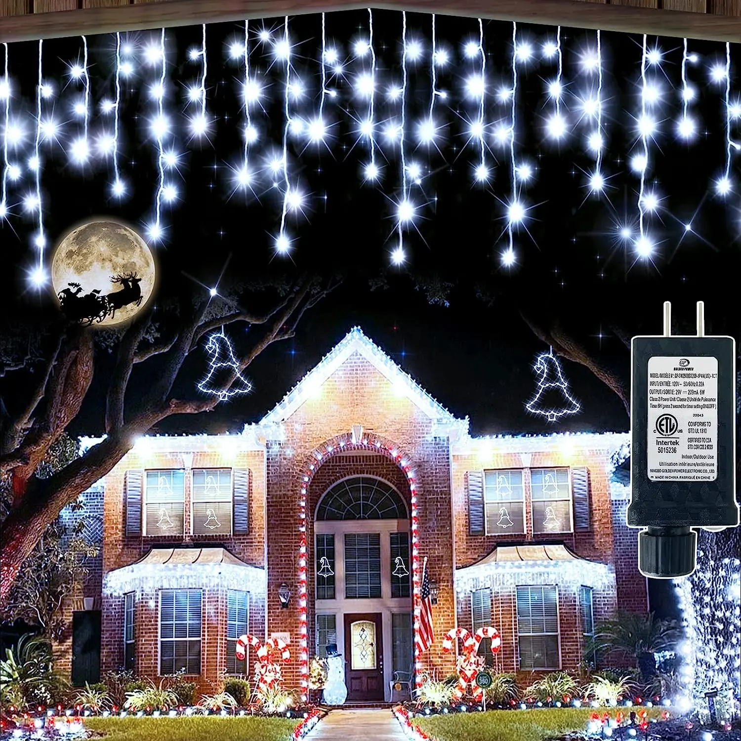 

Christmas Decorations 2024 Led Fairy Lights 24V Safety Led Icicle Curtain Garland New Year 2024 Street Garland On The House IP44