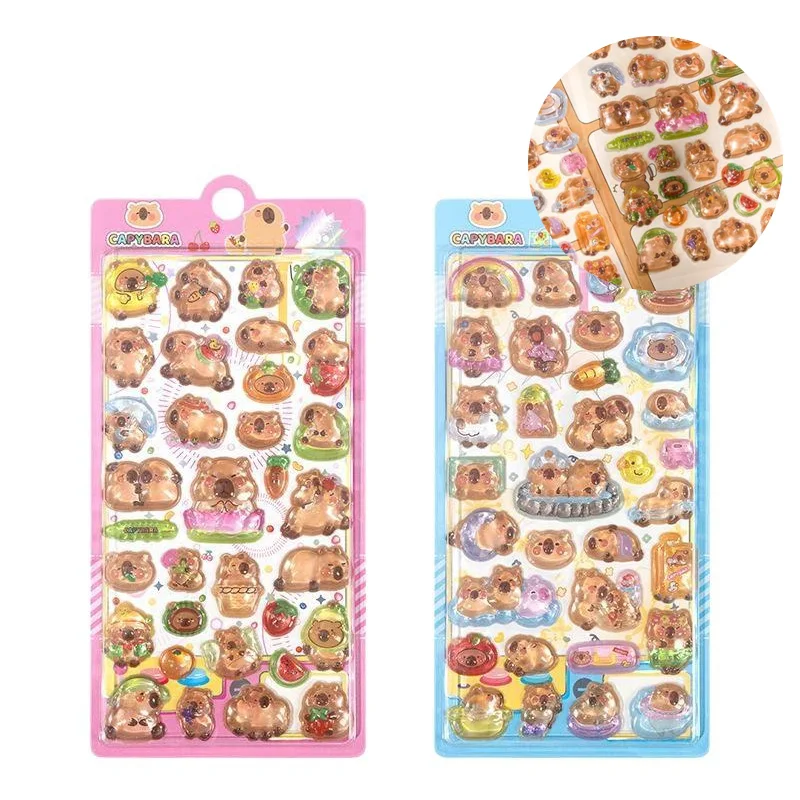 Durable High Quality 3d Cartoon Capybara Relief Crystal Stickers Diy Scrapbook Sticker Phone Case Decoration Gifts