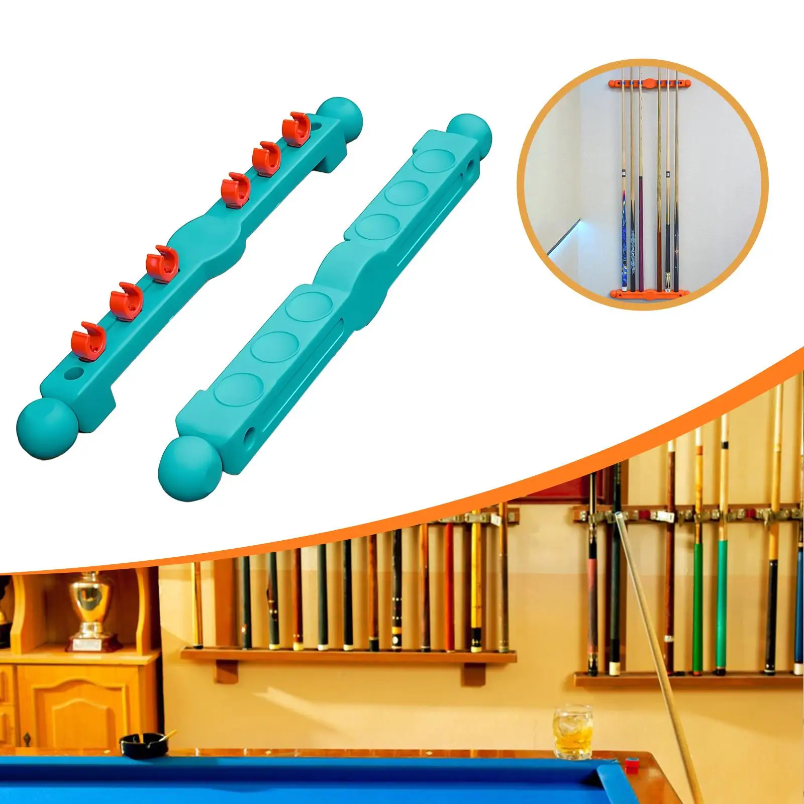 Billiard Pool Cue Rack Cue Rest Display Stand Wall Mount 6 Cues Organizer for Home Commercial