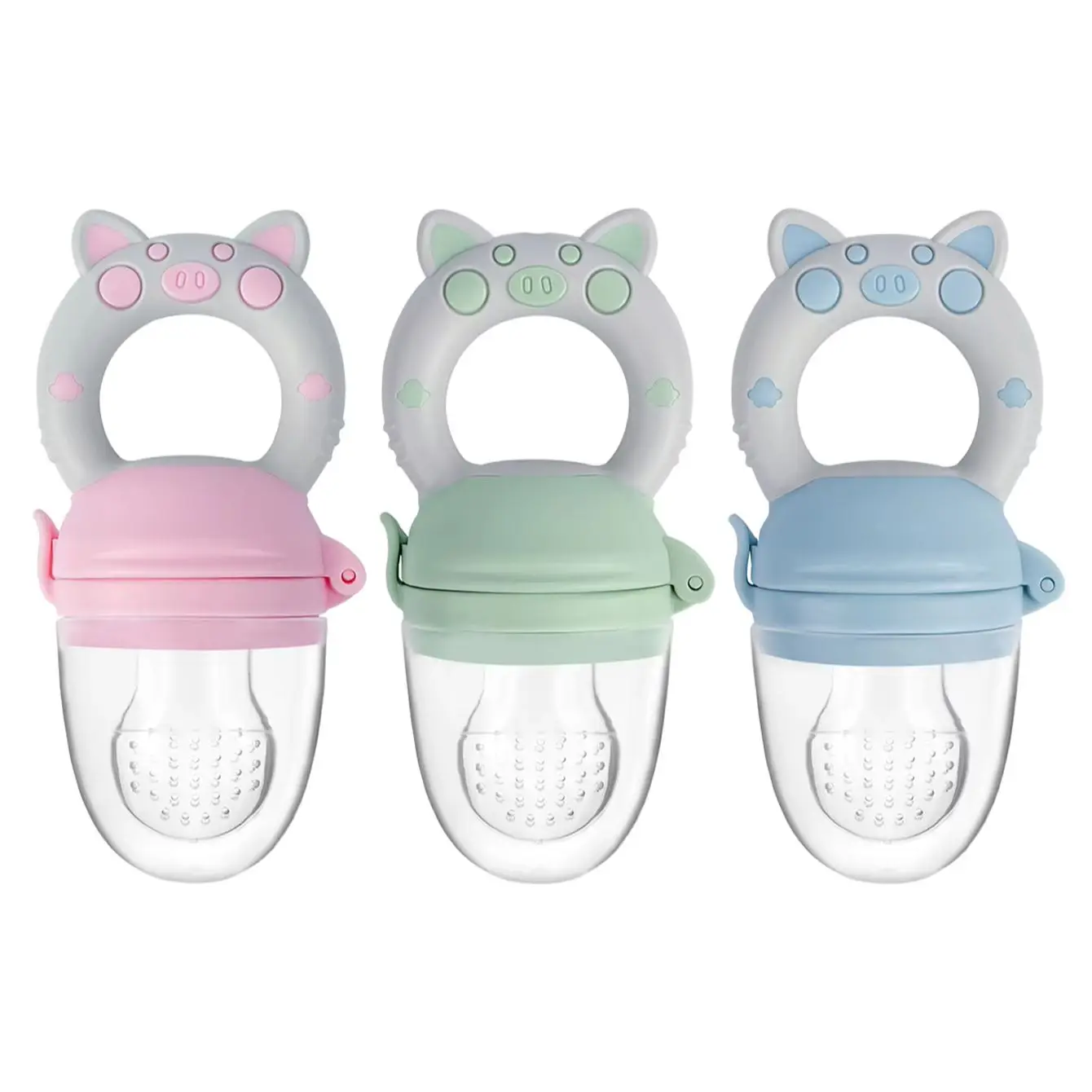 TYRY.HU 4pcs/set Silicone Fruit & Vegetable Feeder for Infants and Toddlers 6-36 months Food Grade Teething & Feeding Pacifier