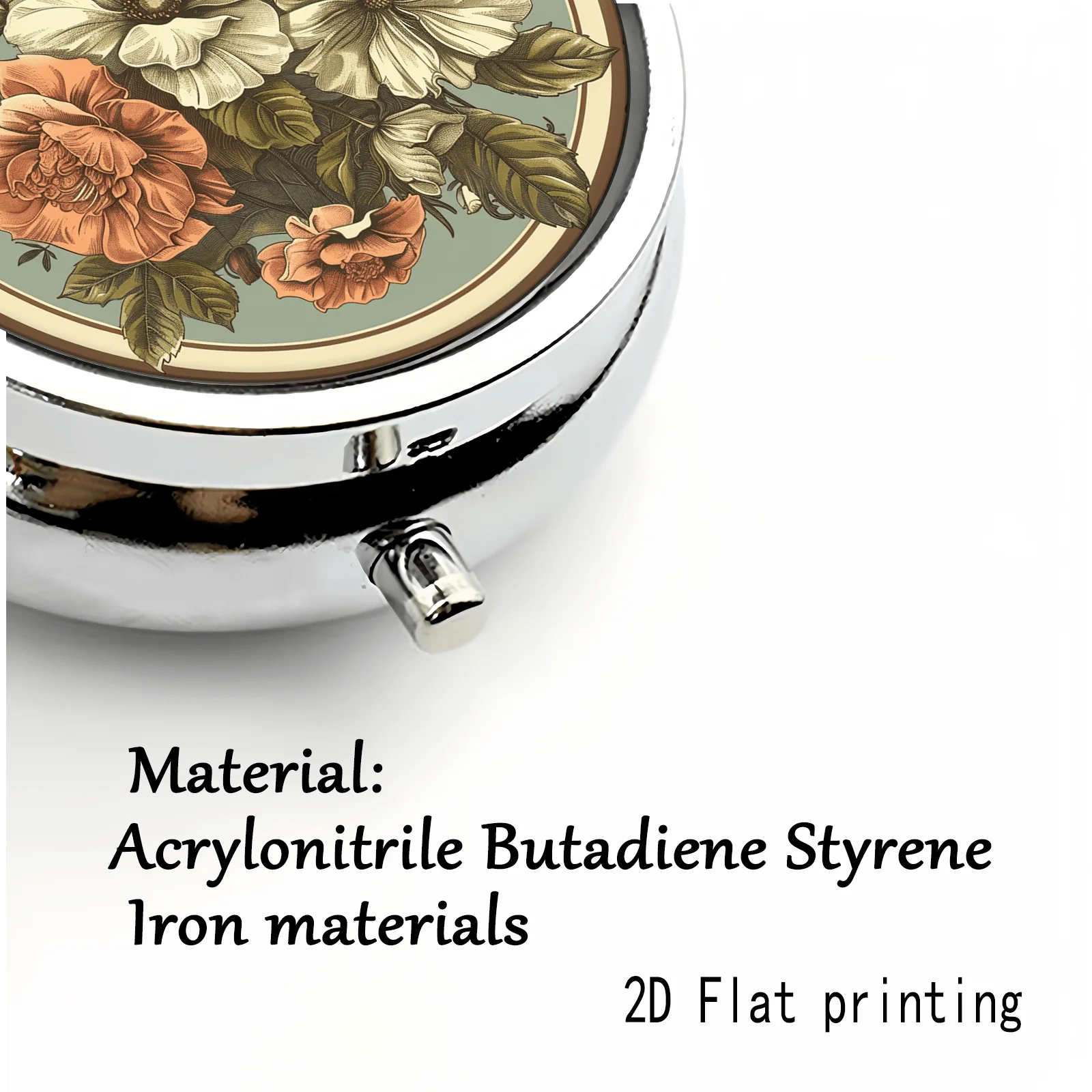 Warm-Toned Vintage Line-Drawn Rose Floral Pattern, Round Three-Compartment Small Pill Box, Portable Medicine Storage, Small Jewelry Storage, Suitable for Handbags or Travel, Holiday Gifts, Souvenirs, Prizes, Small Gifts, Suitable for Personal Use or as an Exquisite Gift Option