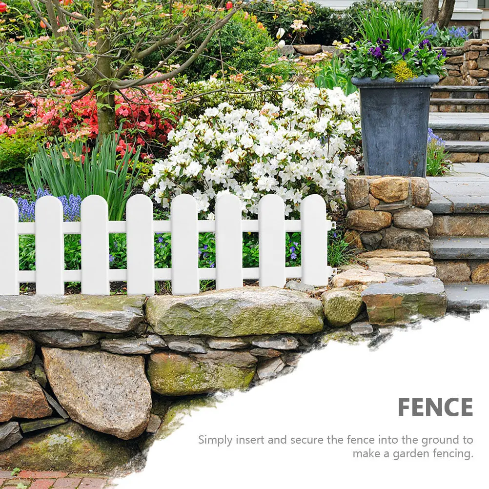 6Pcs Round-Tip Plastic Garden Fence Decorative Outdoor Fence for Yard Courtyard Flowerbed Lawn Edging Pet Barrier Home Gift