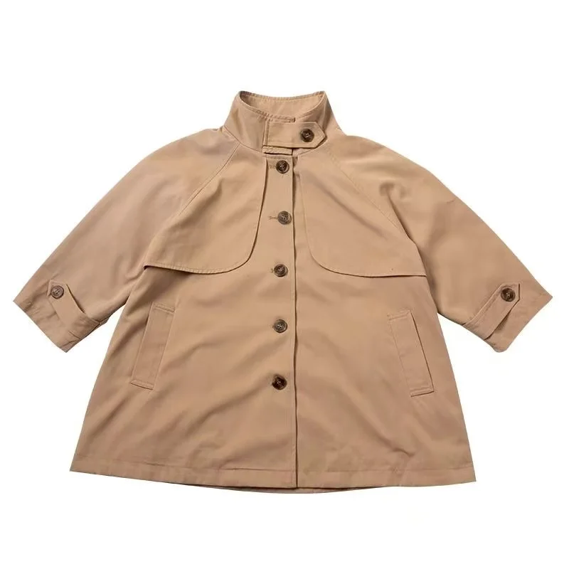 

Girls' British Style Lapel Trench Coat 2026 Spring/Autumn new Versatile Children's mid Length Single Breasted Jacket