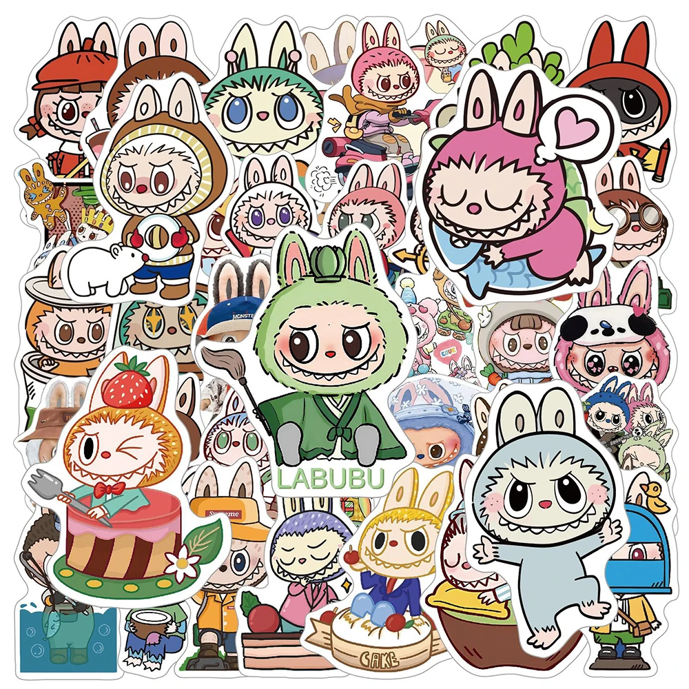 

10/30/50pcs Kawaii Labubu Monster Dolls Stickers Funny Cute Cartoon Kids Decals Toy Skateboard Notebook Phone Graffiti Sticker