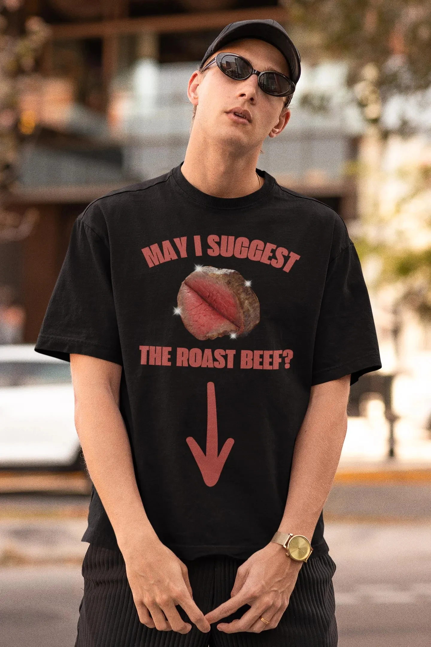 Roast Beef Funny Shirt, May I Suggest Prank Gag Gift Exchange T-Shirt, Unhinged Inappropriate Funny Tshirts Sayings