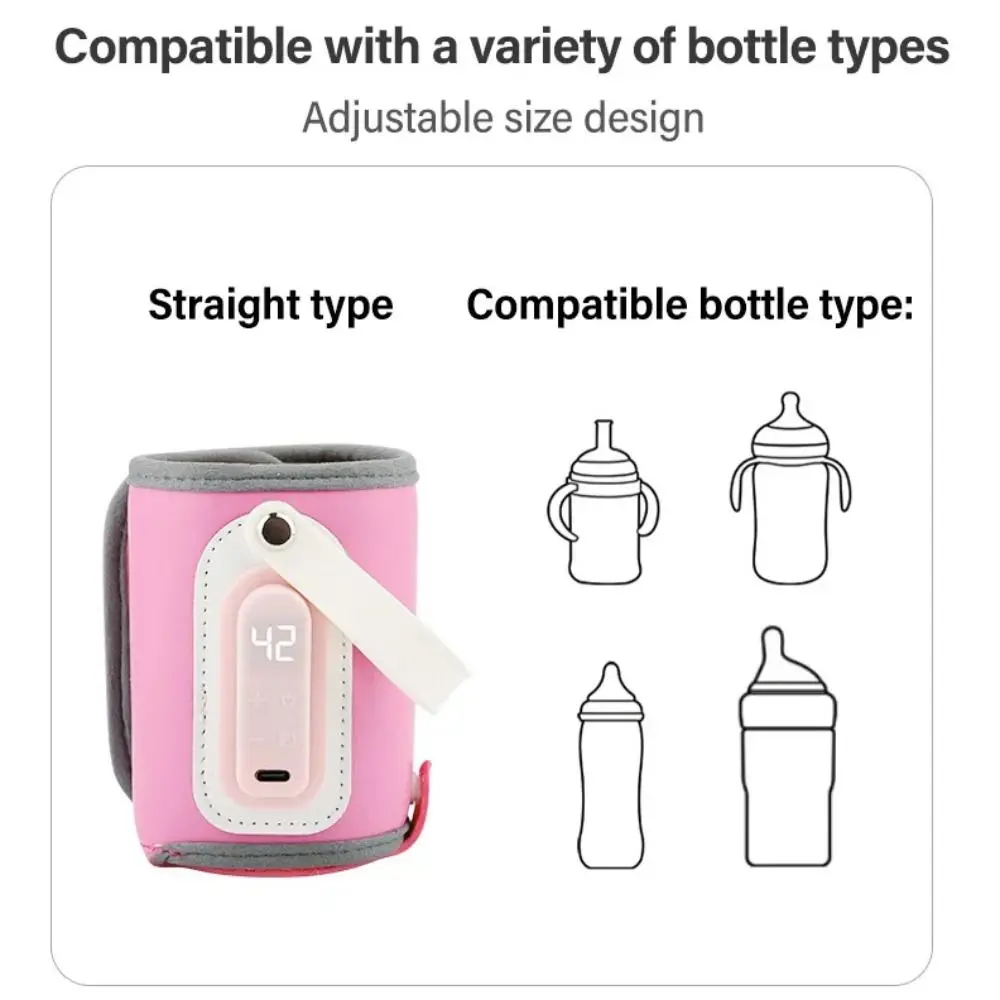 Leve Baby Bottle Warmer, Exibição de temperatura, portátil, longa duração da bateria, leite materno, tampa, exterior