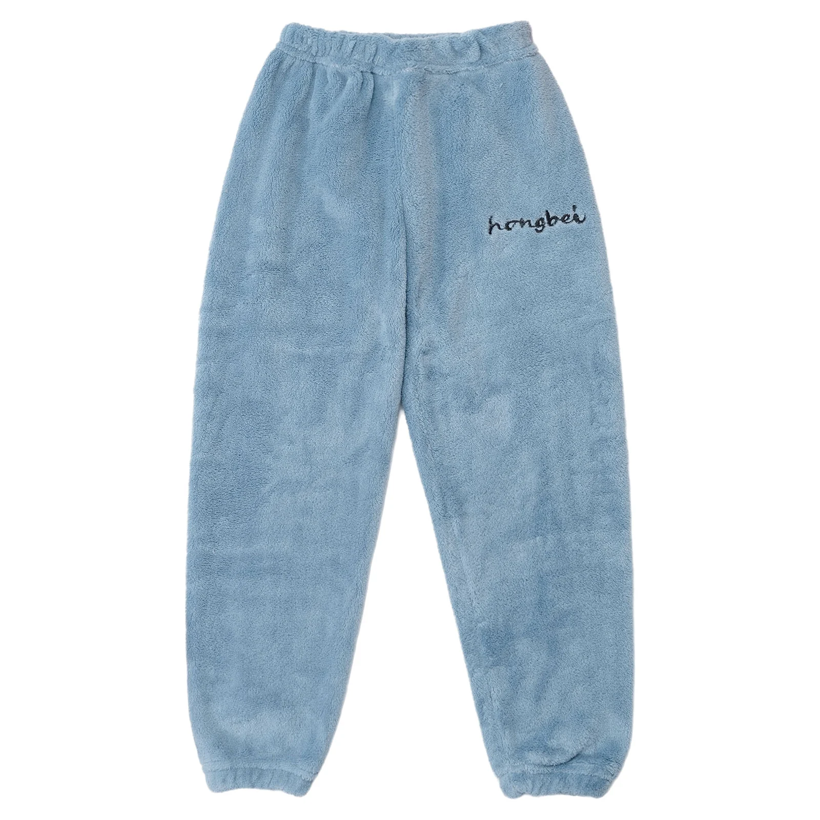 

Girls Boys Winter Warm Flannel Pajama Pants Bottoms Elastic Waistband Letter Embroidery Trousers Homewear Loungewear Sleepwear