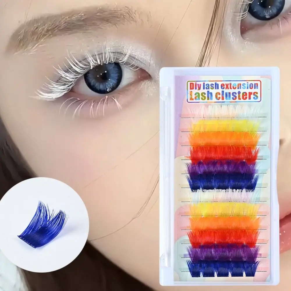 

60pcs Colorful Mix Color Wispy Spikes Manga Lashes Curl Soft Individual False Eyelashes Natural Make Up DIY Cluster Lashes Women