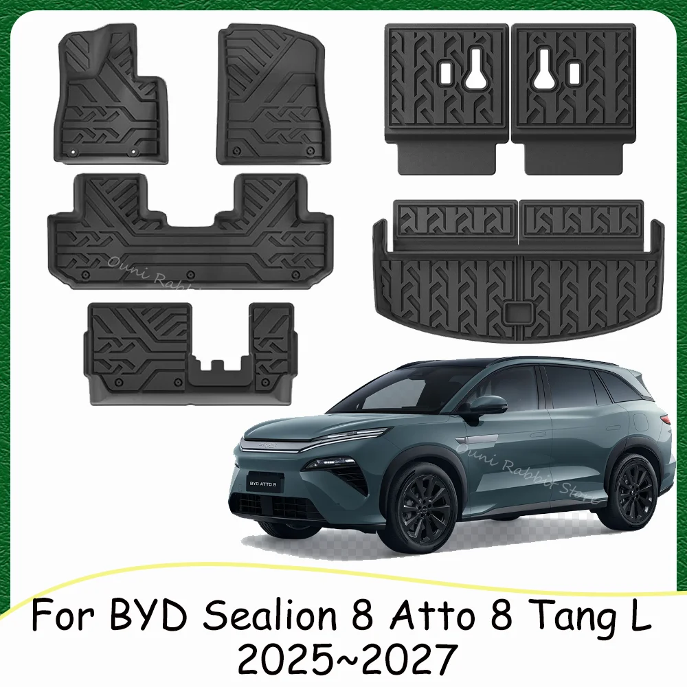 

Для BYD Sealion 8 Tang L 2025~2027 2026 (левый руль) — автомобильные коврики из TPE, устойчивые к царапинам, для багажника, защитные коврики для салона, аксессуары для интерьера
