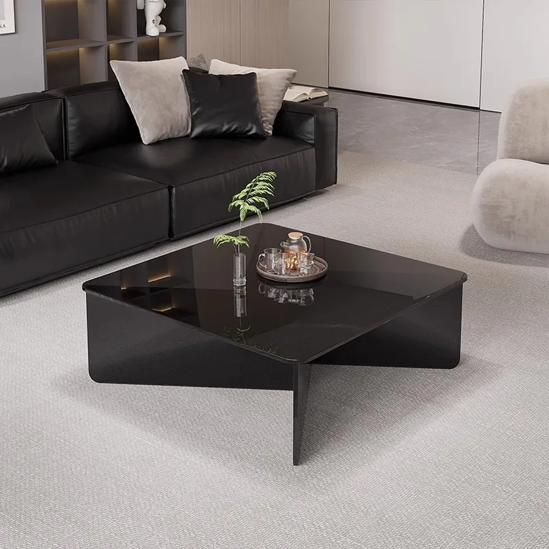 

Modern simple square acrylic coffee table small apartment living room creative tea table designer Italian light luxury