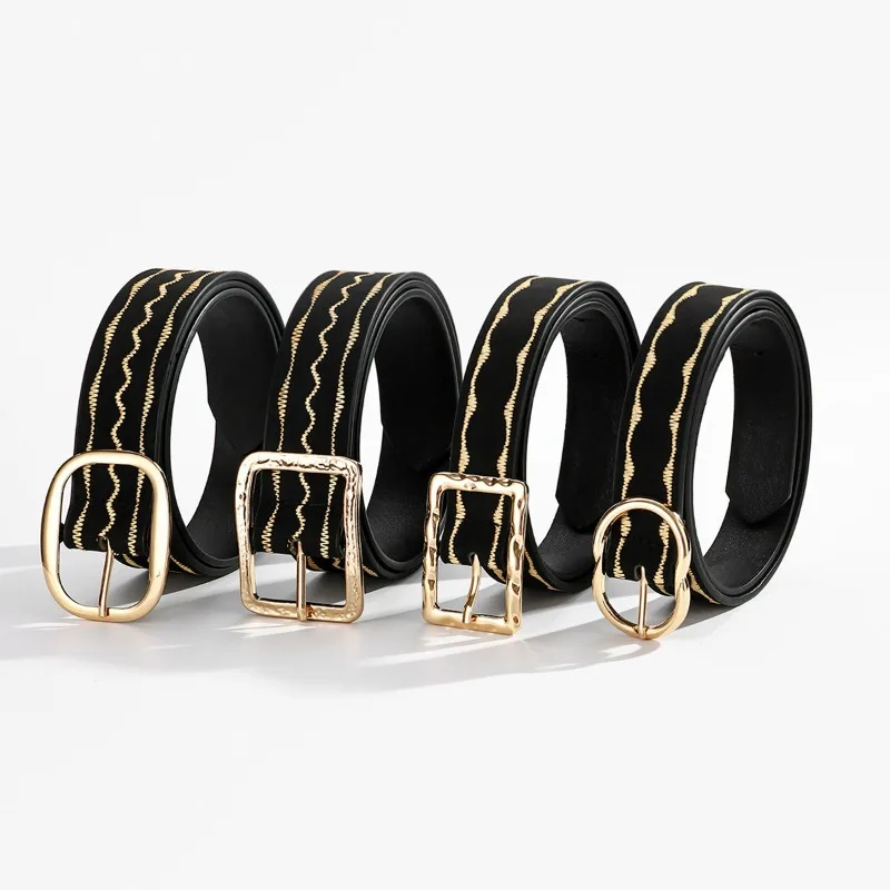 

New Fashion Women's Belt Versatile Square Buckle Gold Pin Buckle Jeans Accessories Simple Student Belt