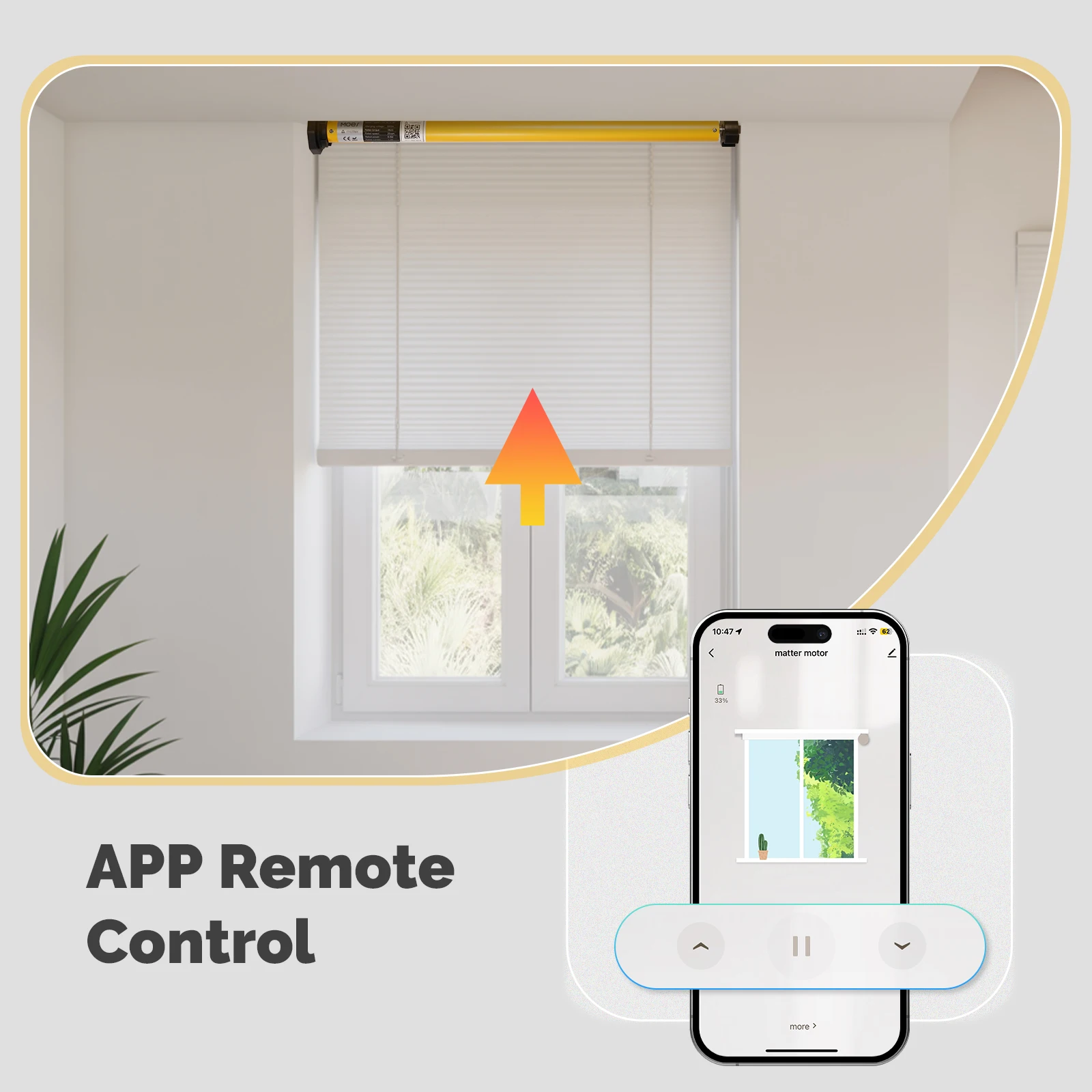 Matter Thread Smart Roller Blinds Motor, Rechargeable 2600mAh Type-C, App Voice Timer Control, Alexa Google Home Apple Home