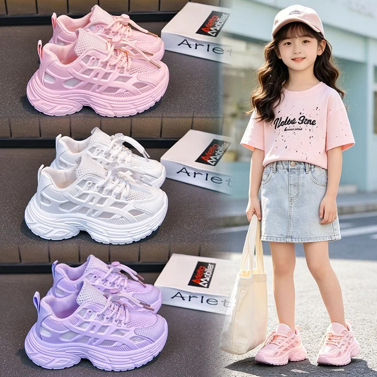 Kids Shoes Boys Sneakers Leather Waterproof Air Mesh Shoes White Children Sport Running Girls Sneaker Teen Brand School Shoes