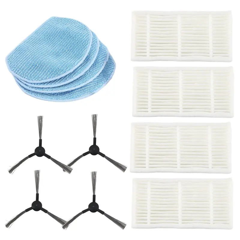 AEE2-12PCS Side Brush Hepa Filter Mop Cloth For Midea VCR04G Robot Vacuum Replacement Accessories