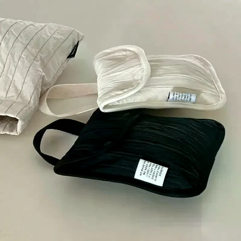 Minimalist Quilted Nylon Mini Bag Portable Small Handbag With Handle Snap Button Closure Casual Pouch For Daily Commute Travel