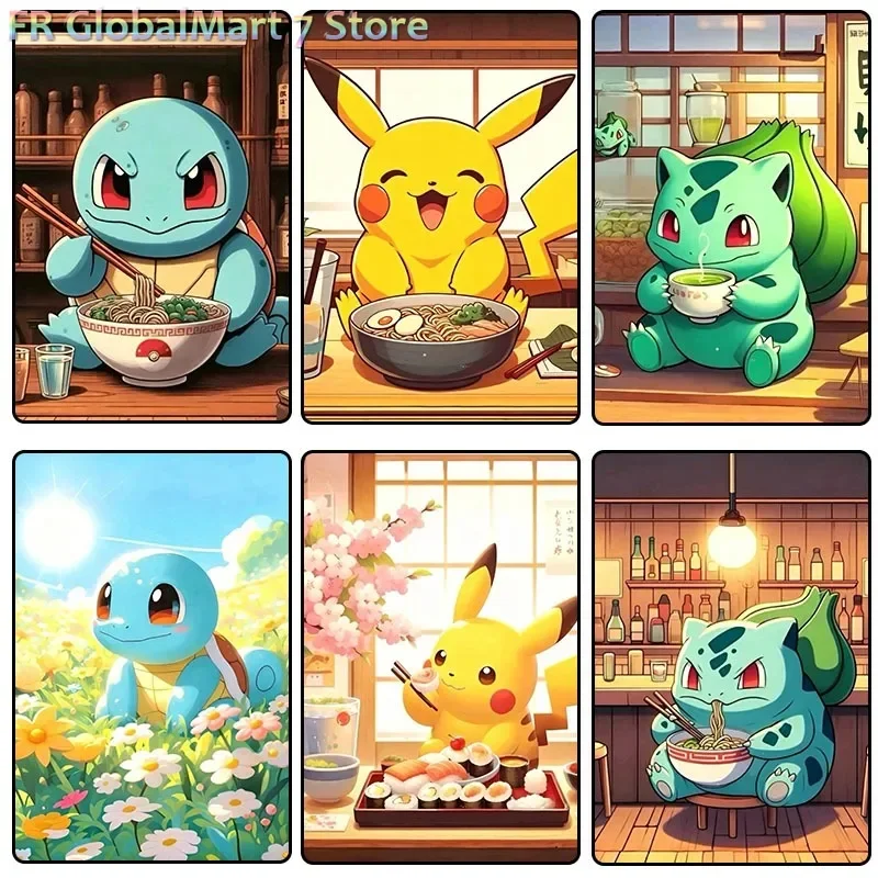 Pokémon DecorativePainting Frameless Cartoon Cartoon Printing Room Bulbasaur Squirtle Pikachu Decorative Poster Canvas MuralG