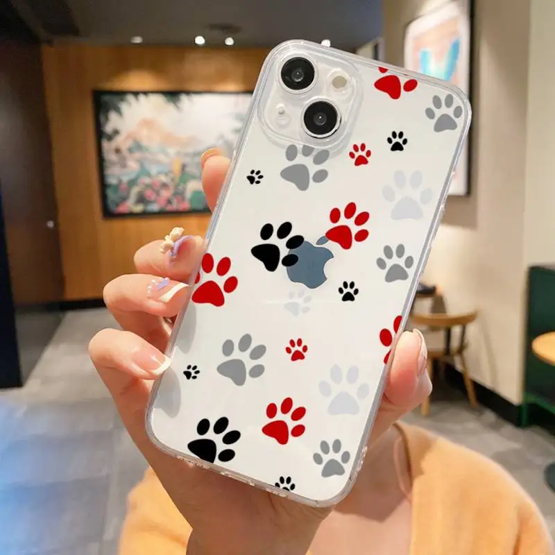 Dog Footprint Paw Phone Case For Iphone 7 8 Plus X Xr Xs 11 12 13 Se2020 Mini Mobile Iphones 14 Pro Max Case