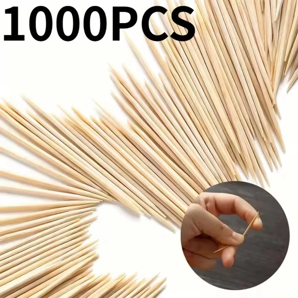 1000PCS Natural Bamboo Toothpicks Double Pointed Wooden Food Picks for Fruit Snacks Appetizers Cocktail Party Kitchen Dining
