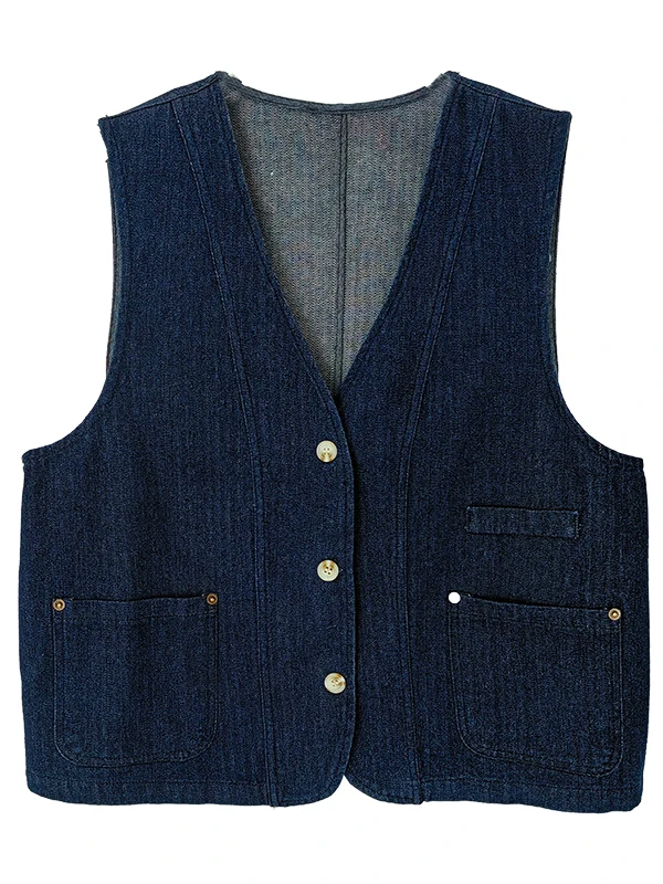 Casual Loose V-Ne Denim Vest Women's Versatile Design Sensation Bal Tank Top Spring Autumn Slimming Effectiven