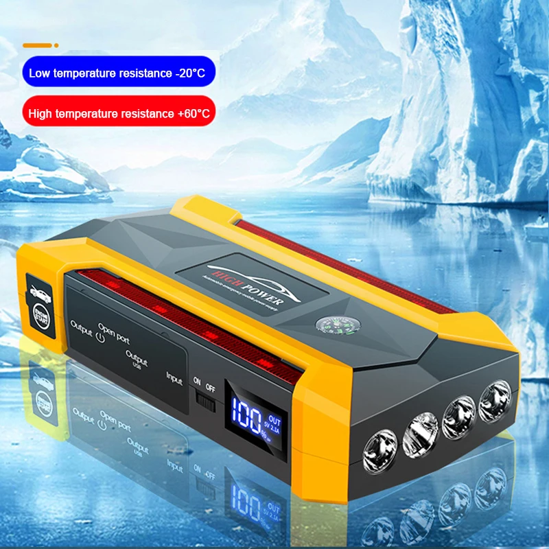 12V Car Battery Jump Starter Power Bank Diesel Double Start Portable Car Battery Booster Charge Starting Device Emergency Light