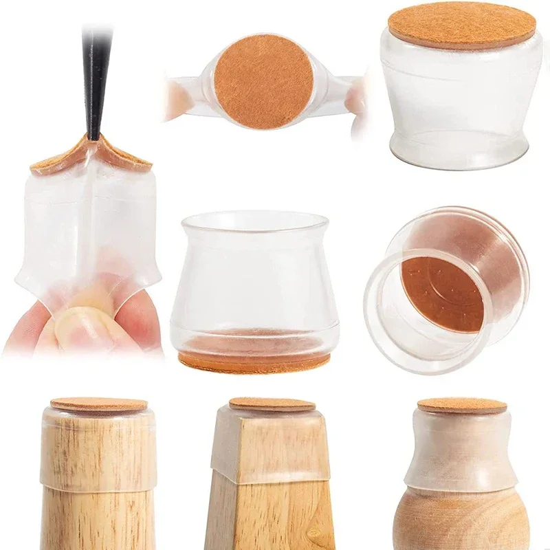 24/4 Stück Stuhlbein-Kappen, Silikon-Fußschutzpolster, Möbel-Tischabdeckungen, Socken, Stopfen, Abdeckungen, Möbel-Nivellierfüße, Heimdekoration – Detail 3