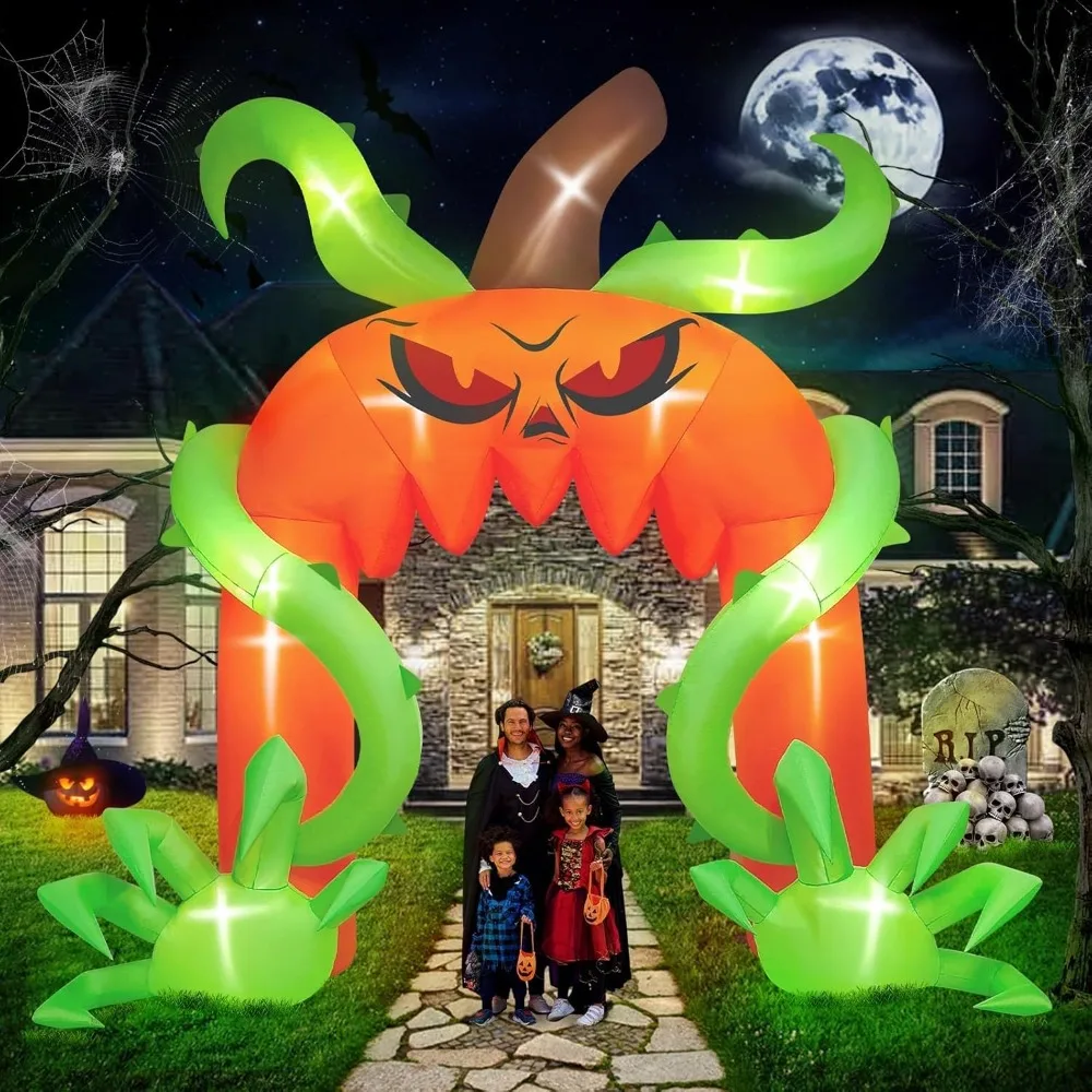 

Giant Pumpkin Arch Inflatable Decoration, Inflatable Toy with LED Lights, Outdoor Arch, 12 Foot