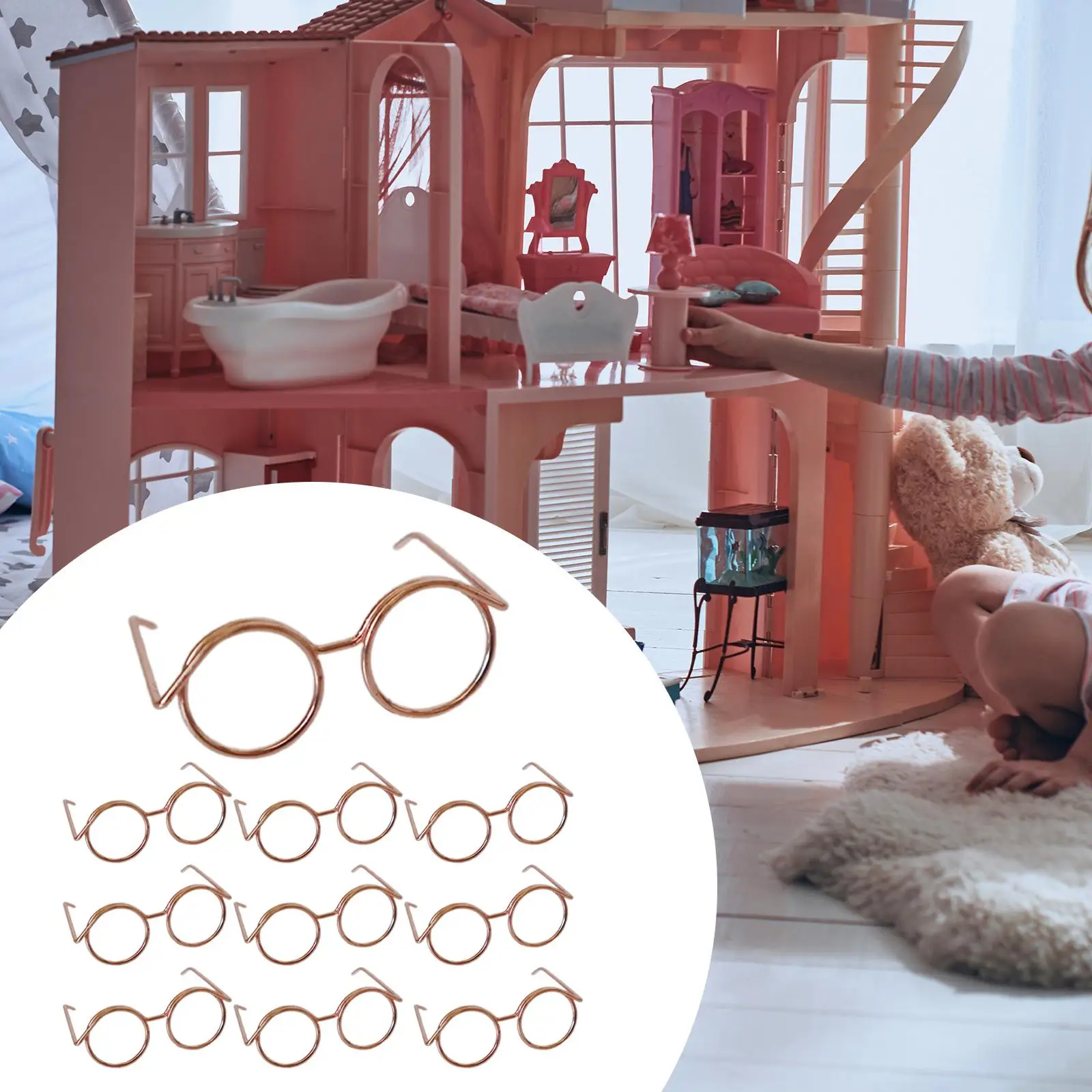 

10 шт., маленькие кукольные очки, декор, проволочная оправа для очков для домашних животных, карнавальный костюм