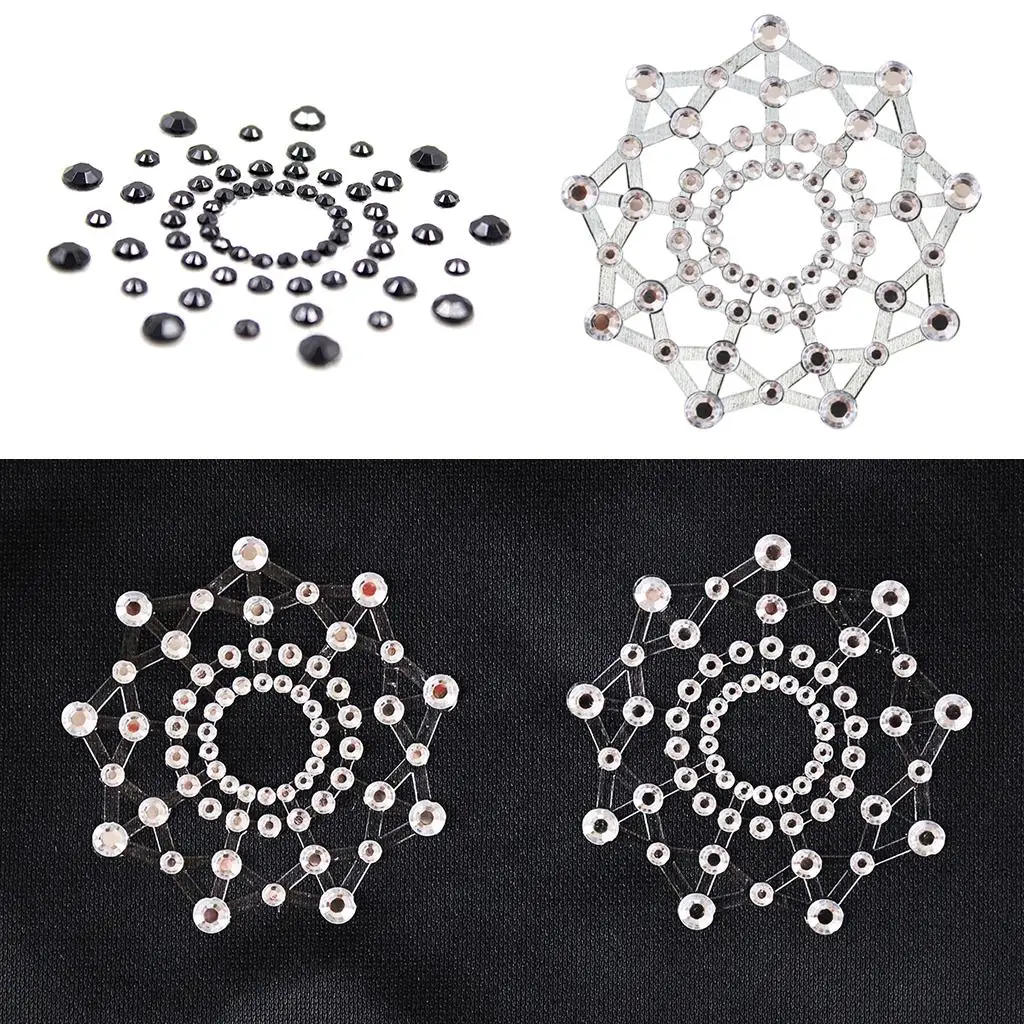 2x Adhesive Nipple Covers Resuable Thin Push Up Breast Pad Crystal Pasties