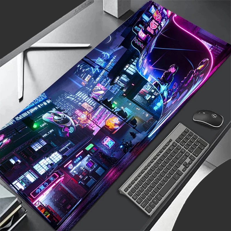 

Purple Retro Neon City HD Custom Mouse Pad Laptop Accessories Gaming Mousepad Office PC Game Tokyo Street Table Mat Anime Carpet