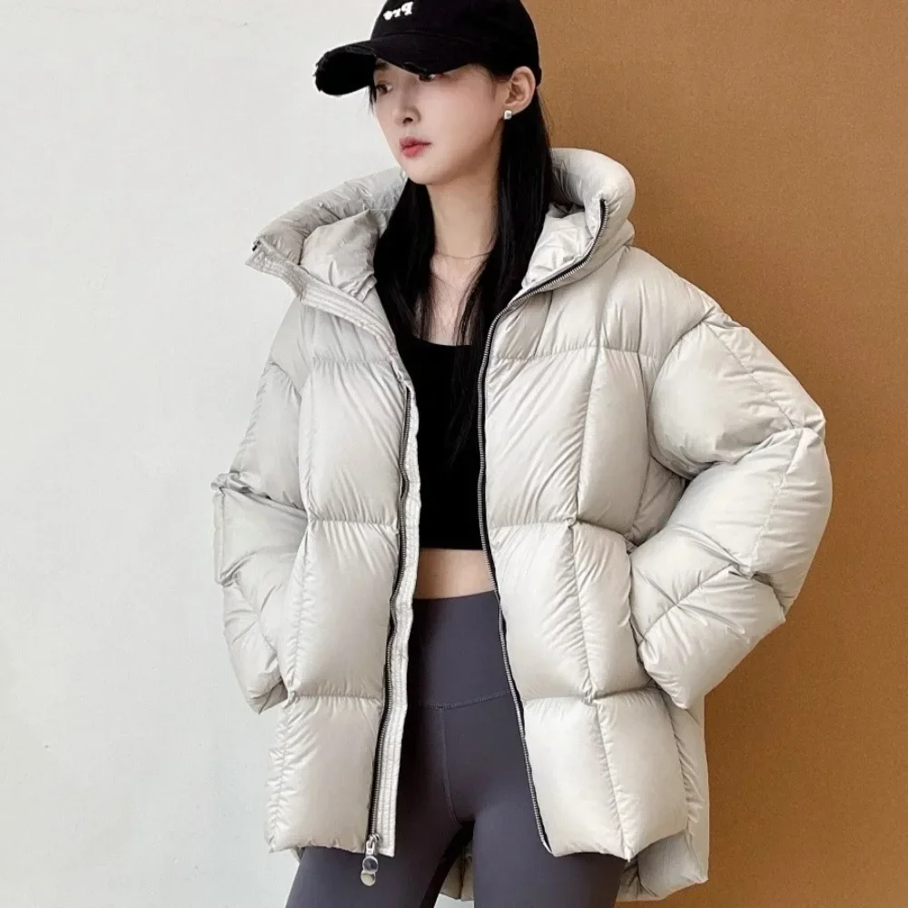 Nouveau 2025 à capuche solide Parke blanc canard vers le bas manteau femme haut d'hiver vêtements femmes épaissi chaud Simple moelleux veste bouffante