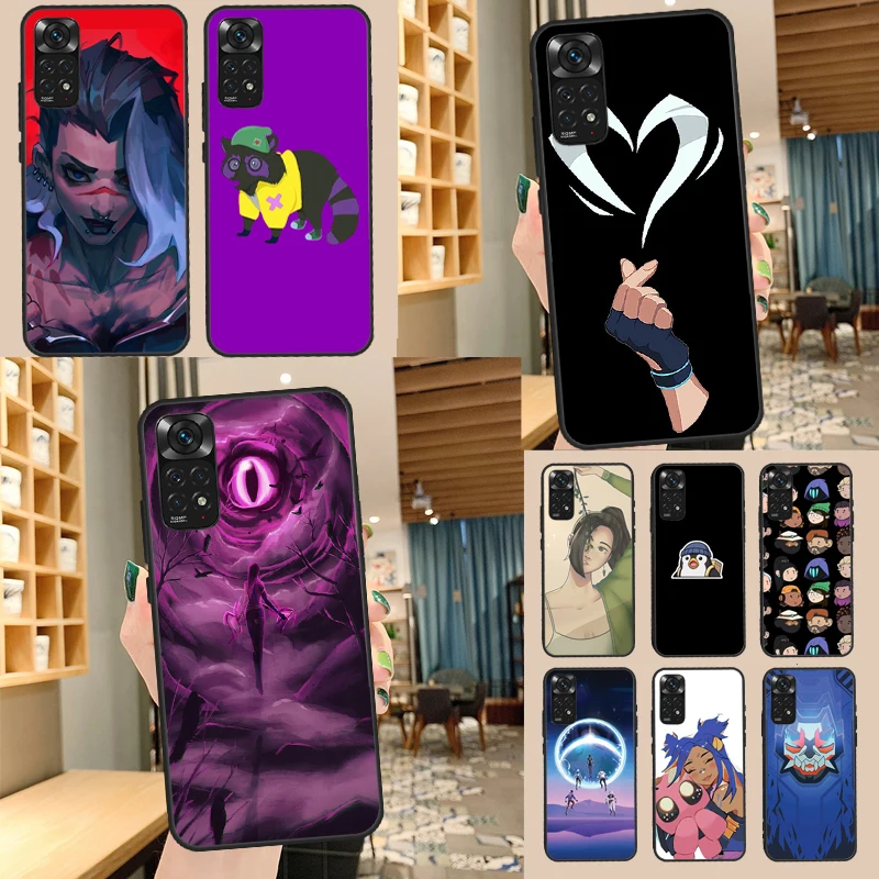 샤오미 레드미 만화 발로란트 케이스, 레드미 노트 11 10 9 8 12 프로 10S 11S 12S 커버, 레드미 9 10 10A 9C 10C 12C 용