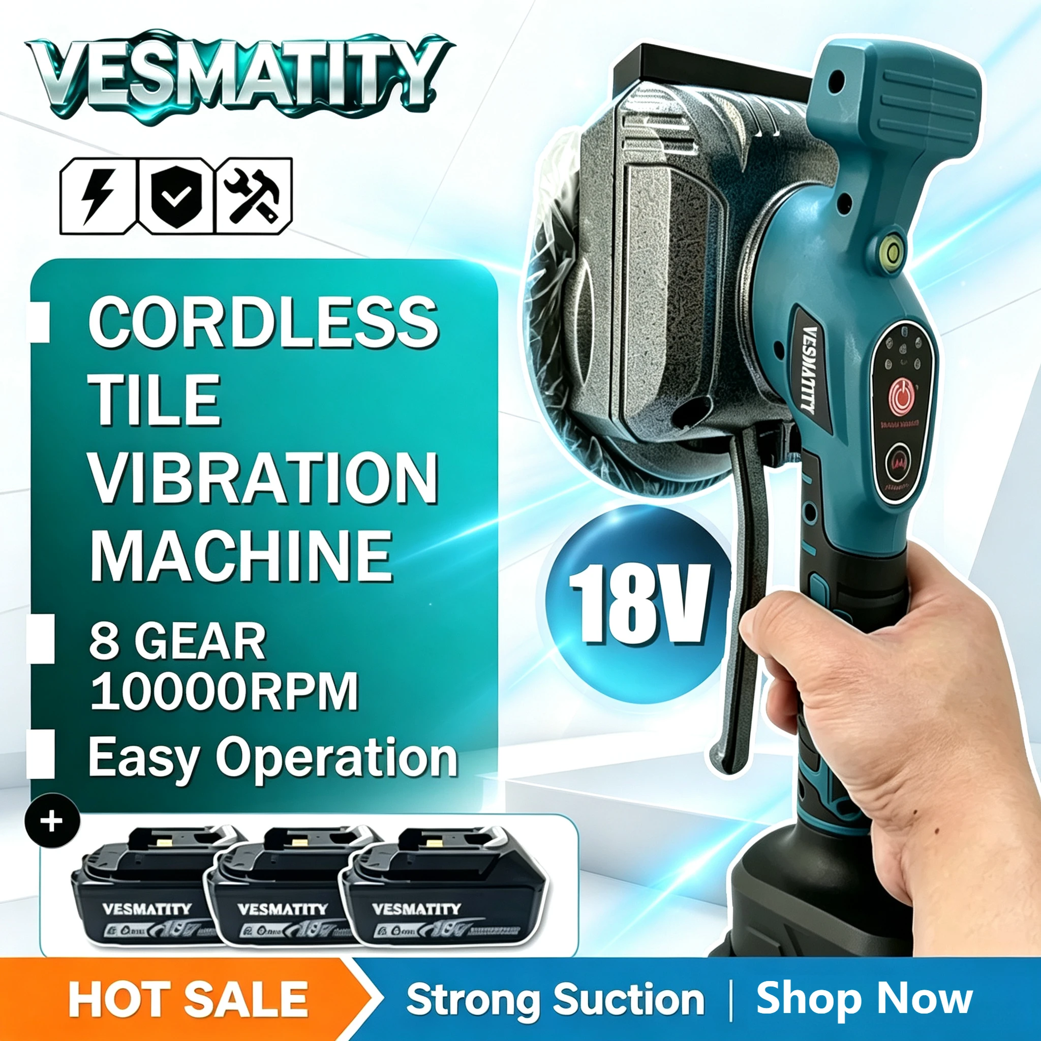10000RPM electric tile leveler vibration frequency 8 gears 7500mAh digital display for floor wall tile laying professional