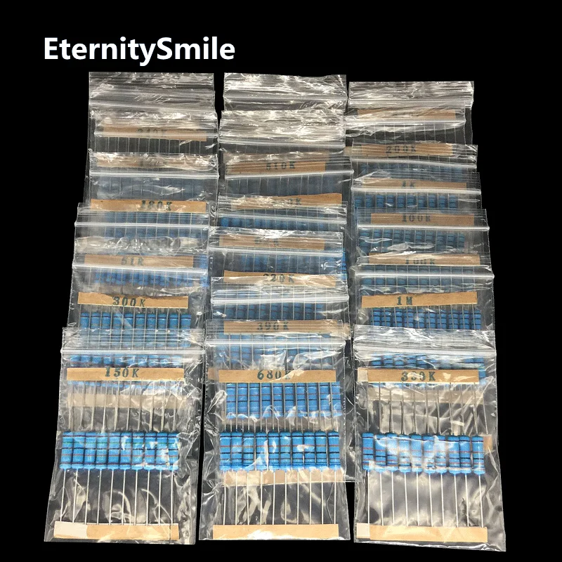 230PCS/Box 23 Values*10Pcs 2W Metal Film Resistor Kit 1% Resistor Assorted Kit Set（22R-1M Ohm）Resistance Pack