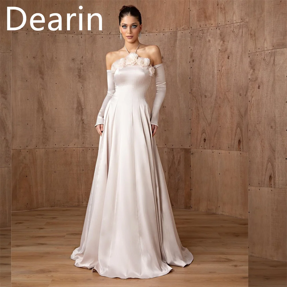 

Customized Evening Gown Prom Formal Dress Dearin Halter A-line Floor Length Skirts Bespoke Occasion Dresses Women