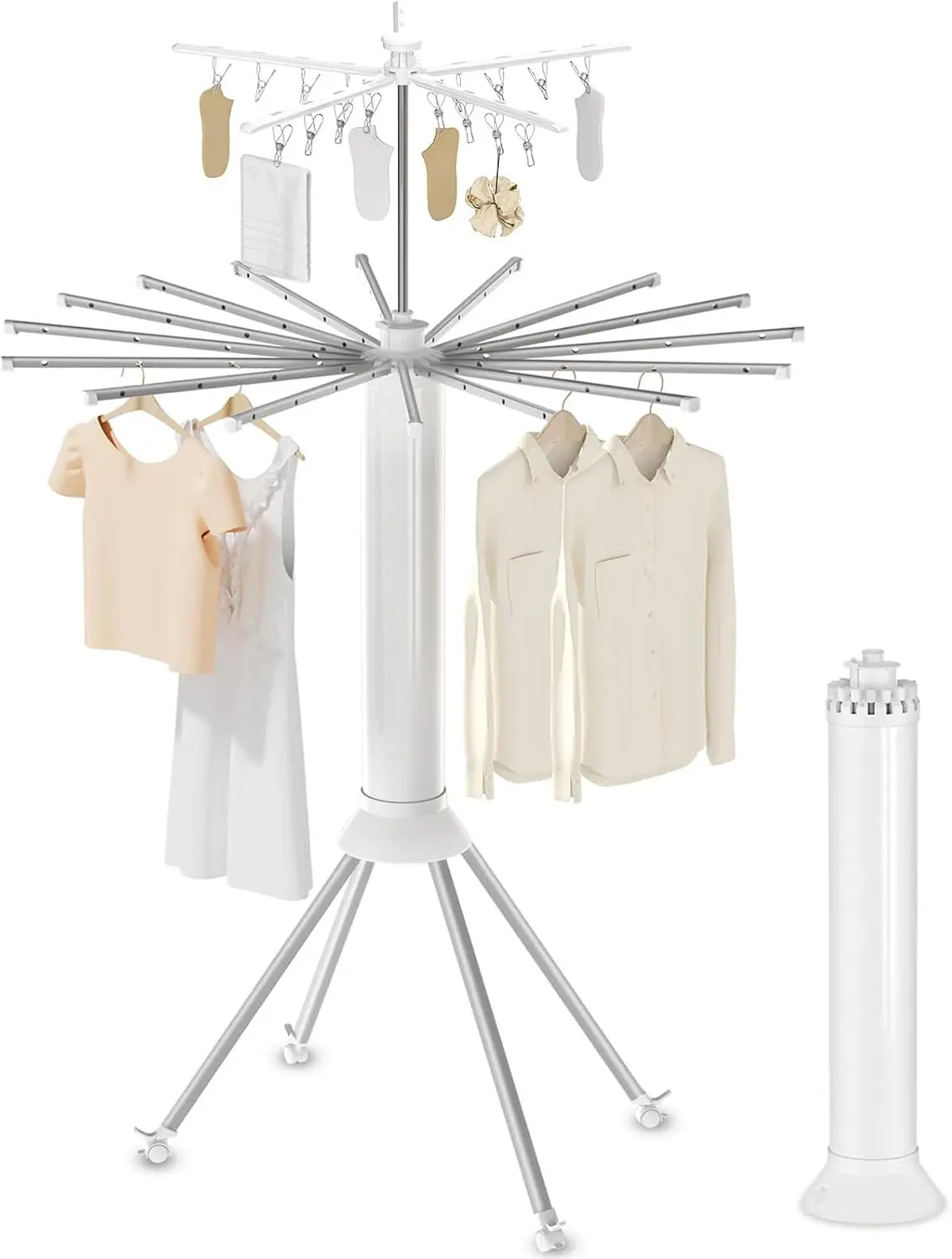 

Clothes Drying Rack Foldable 70.9 inch Tripod Drying Rack for 35 Pieces of Clothes with Height-Adjustable Rotatable Clothes Rail