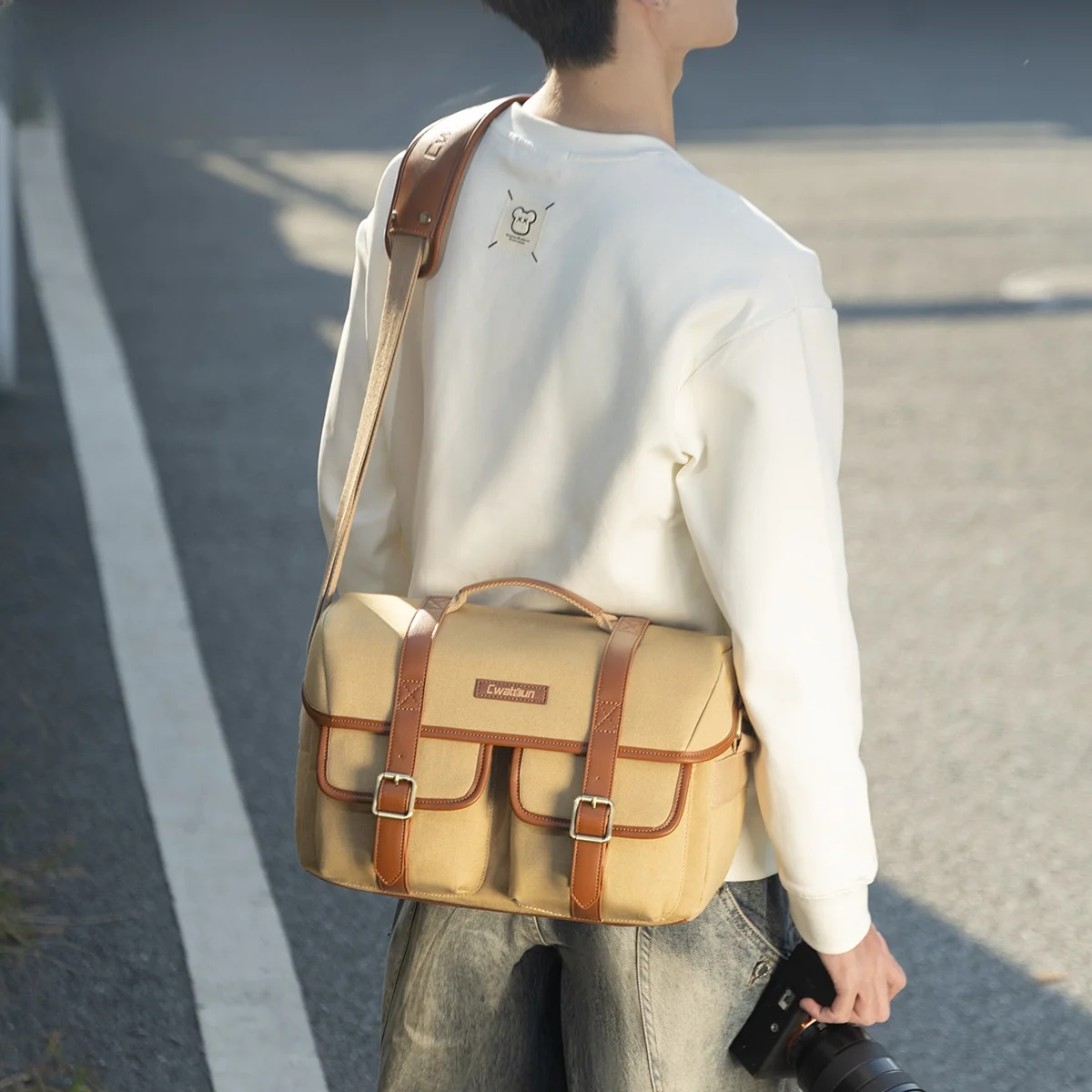 Bolsa de Fotografia CADeN em Lona Antifurto para Câmera , Estilo Retro Britânico, Bolsa para Câmera Micro Single Reflex