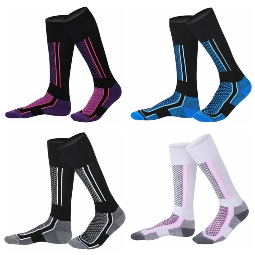 

1 Pair of Cotton Blend Ski Socks Dehumidification Warm Sports Socks Repeated Washing Keep Feet Dry High Tube Towel Socks Cycling