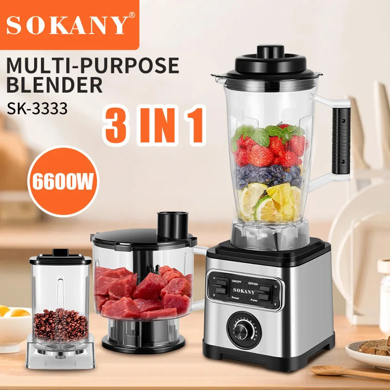 Houselin 6600W Blender for Shakes and Smoothies, Blender with 3 in 1 food,Suitable for Kitchen,Ideal for Frozen Drinks,Sauces