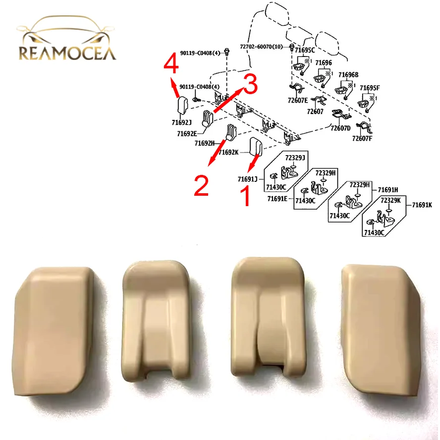 

Reamocea 1 шт. бежевый/черный второй ряд подушки сиденья шарнирный чехол задний ударный корпус для Toyota Land Cruiser LC200 2007-2012.8 2020