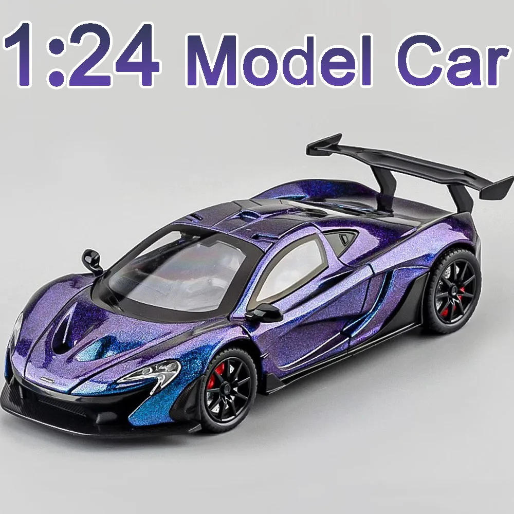 1:24 MCL P1 Sports Car Toy Miniature Models Alloy Diecast Super car Pull Back Sound Light Simulation Vehicles Gifts for Children