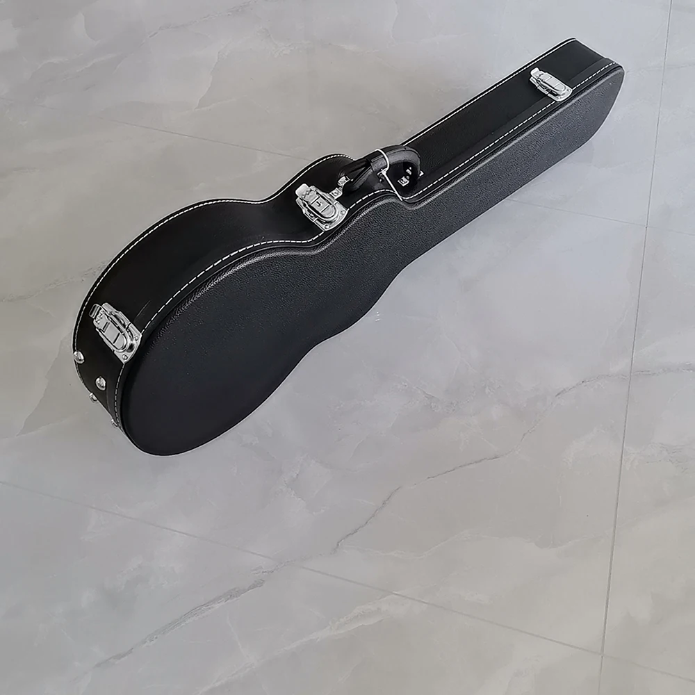 High quitar case for Les Paul electric guitar,a black hard wood case with red lining,in stock