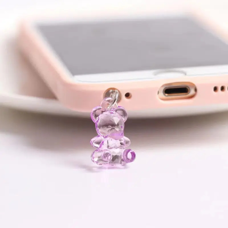 Fashion Acrylic Bear Dust Plug Charm Kawaii Earphone Jack Anti Dust Cap Aux Dust Protection 3.5MM Couple Phone Stopper