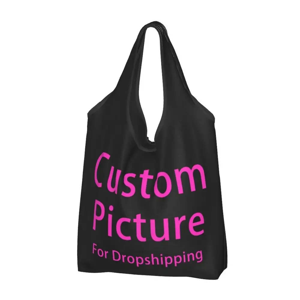 Custom Pictures Shopping Bag Women Portable Large Capacity Groceries Personalized Customization Logo Printed Shopper Tote Bags