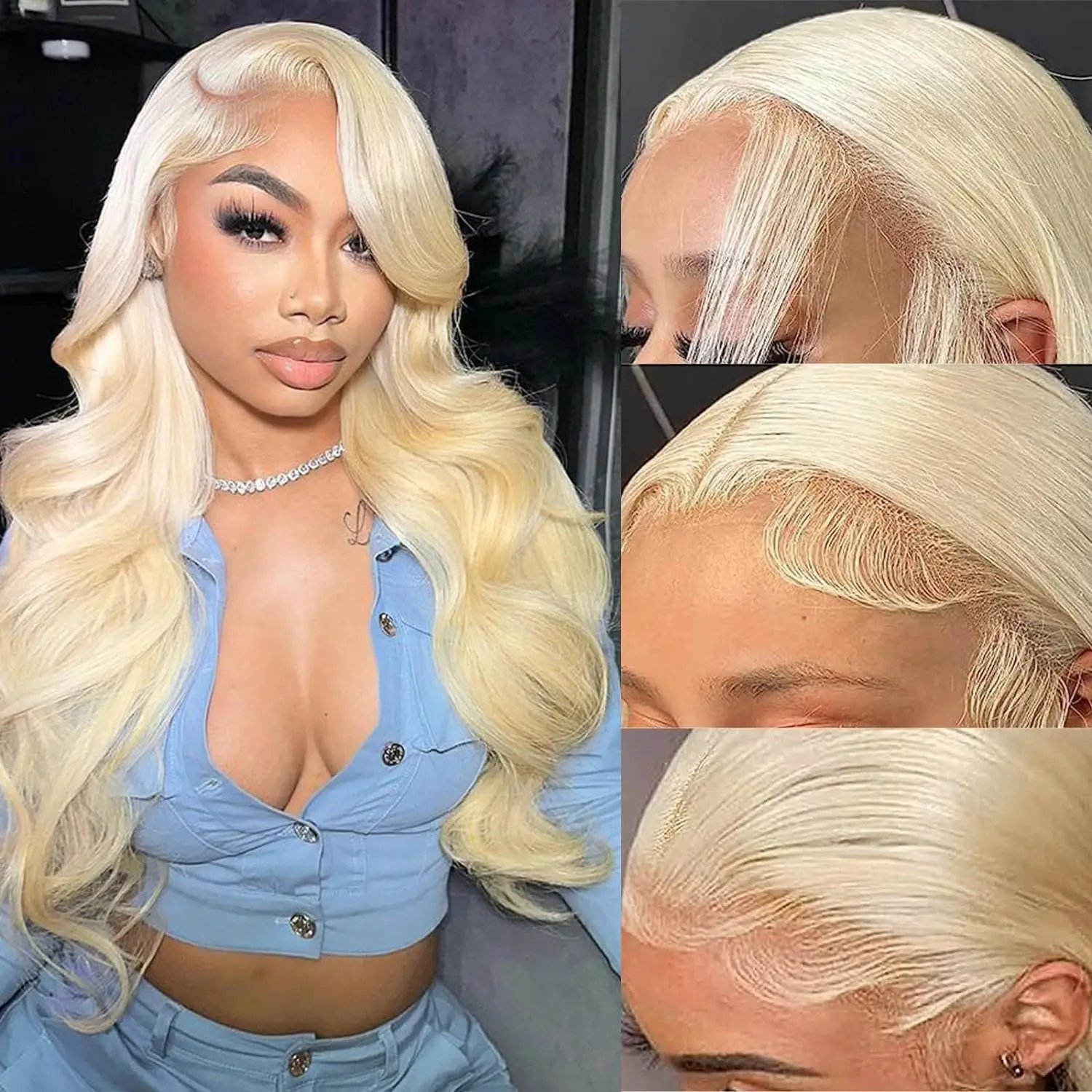 

613 Blonde Body Wave 13x6 Lace Frontal Human Hair Wig Highlight 4/27 4/350 99J Burgundy Colored Lace Front Remy Wigs For Women