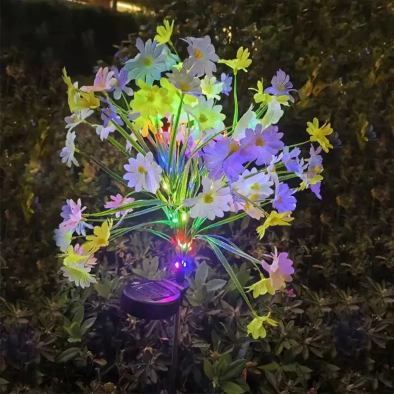 7‑Head Small Wild Chrysanthemum Solar Stake Lights, Waterproof LED Plug‑in Lamp with Simulation Flower for Outdoor Garden Decor